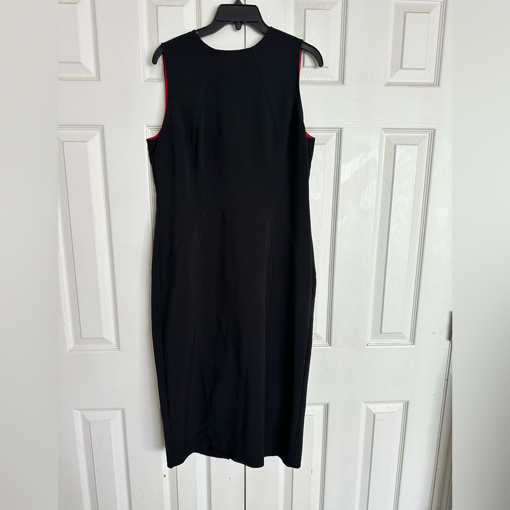Maggy London Black Mock Neck Sheath Midi Dress